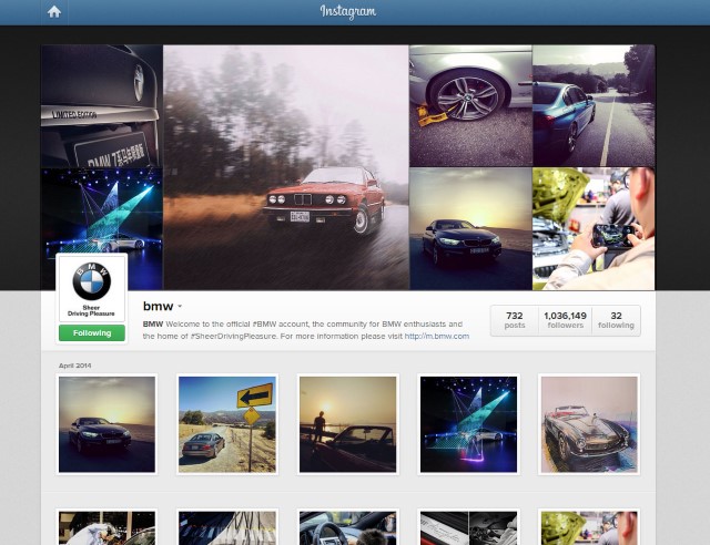 BMW je na socialnem omrežju Instagram zelo aktiven.